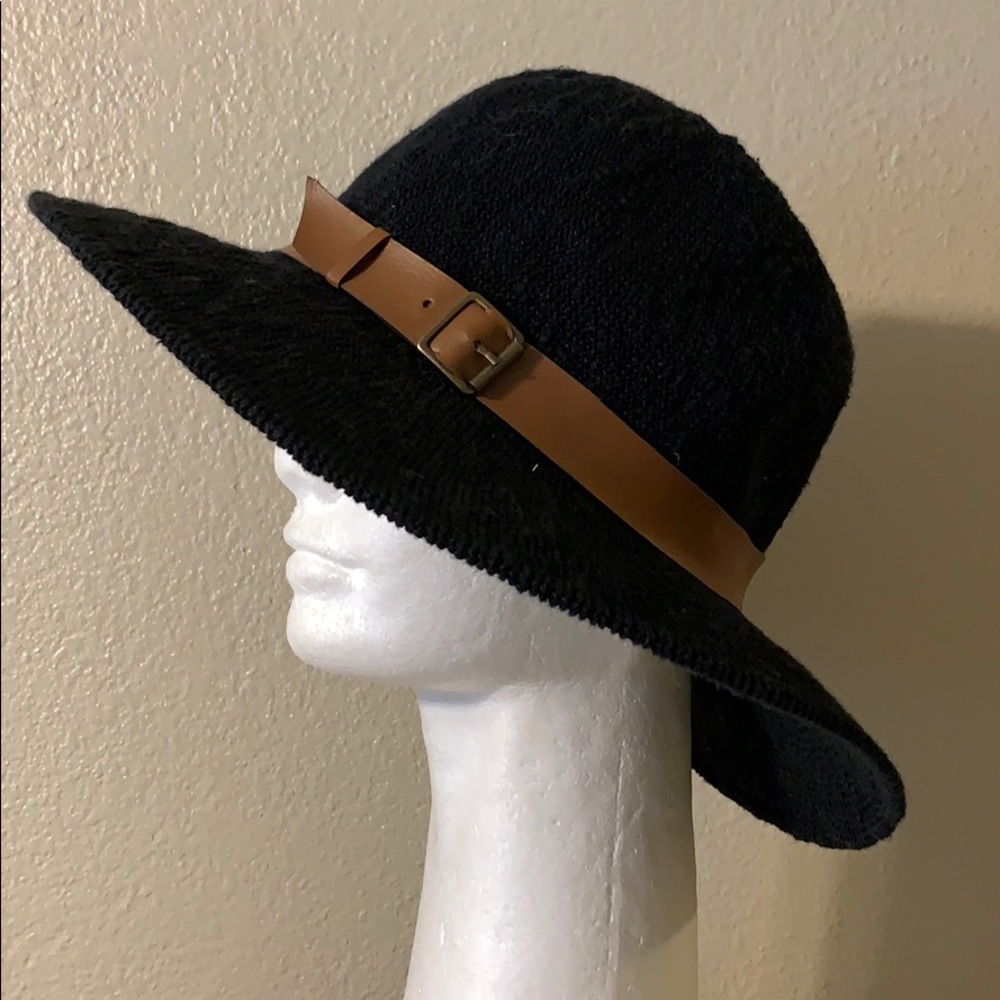 Wide brim black hat